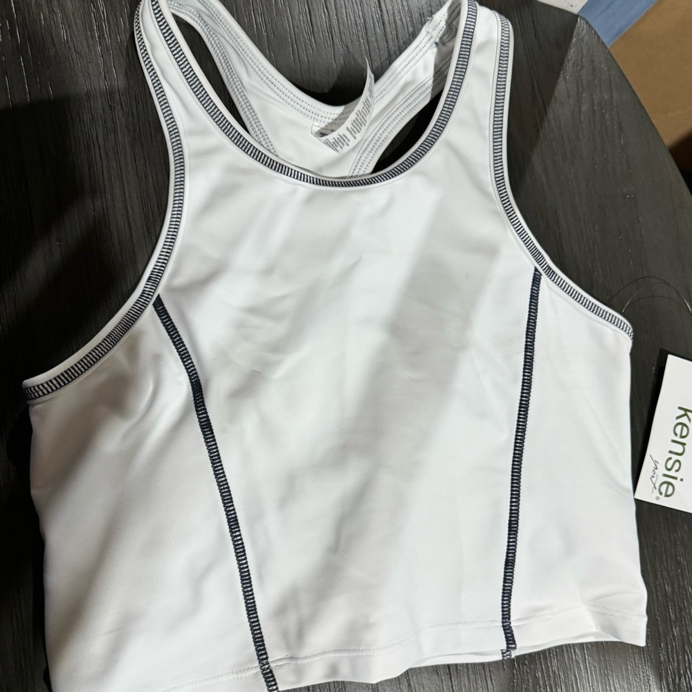 BNWT Kensie Sports Sports Bra Crop Top, White Small